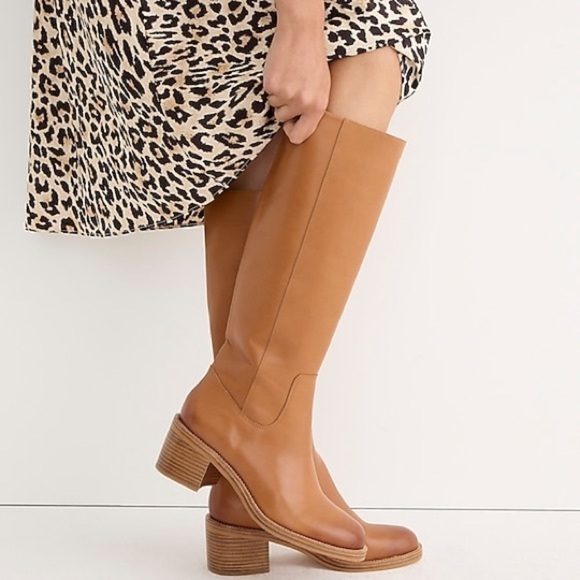 J Crew Knee-high stacked-heel boots in leatherItem BJ870 - Picture 2 of 6